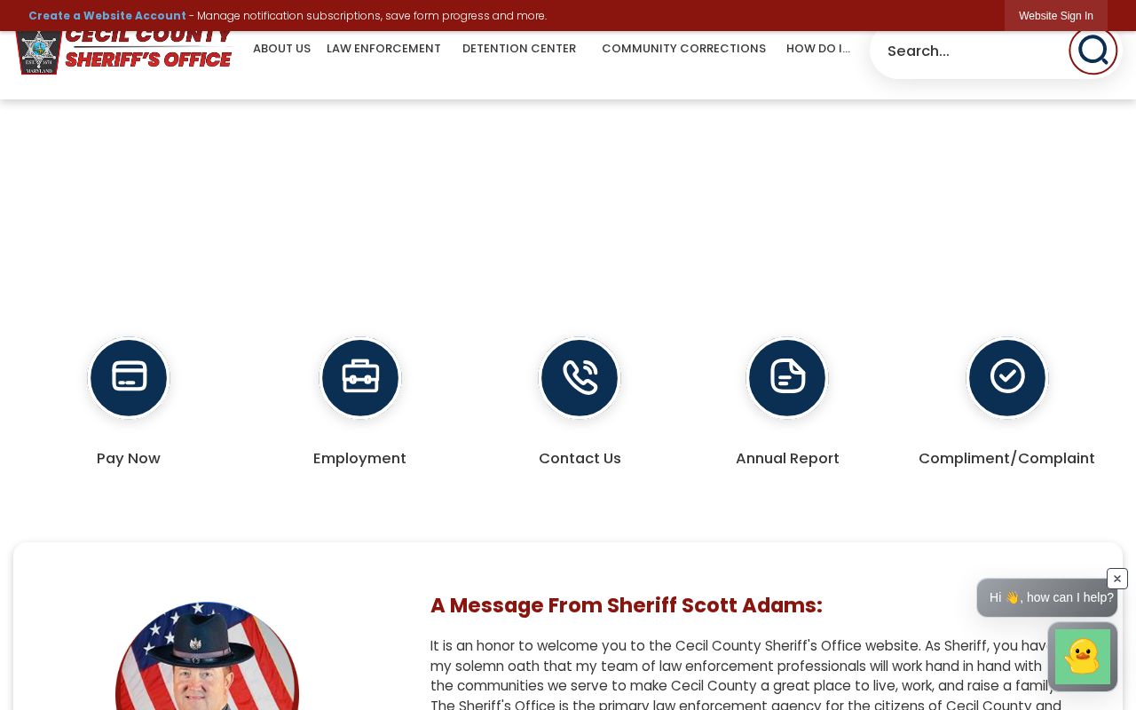Official Cecil County Sheriff page reviewed for arrest publications