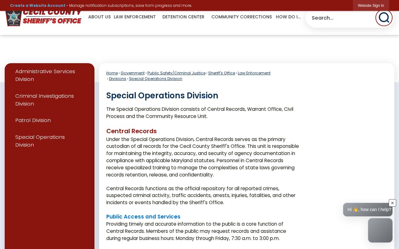 Cecil Sheriff Special Operations official warrant information